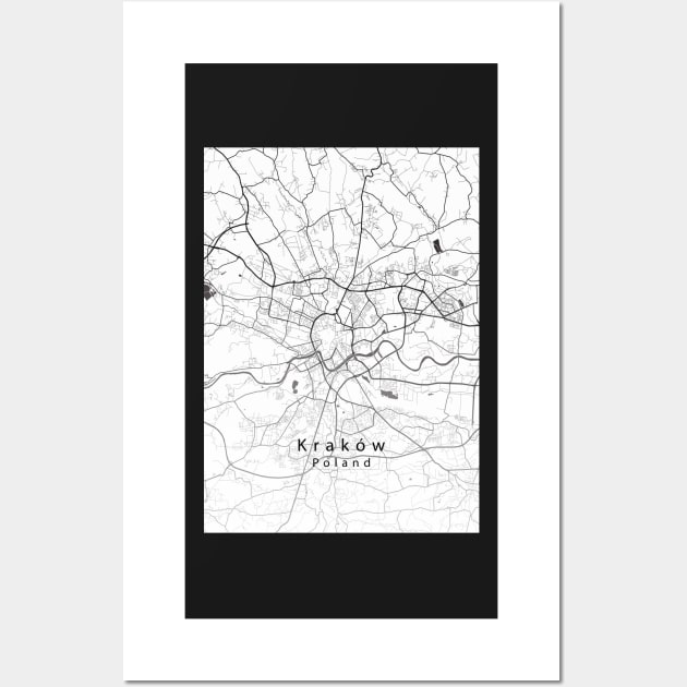 Krakow Poland City Map Wall Art by Robin-Niemczyk